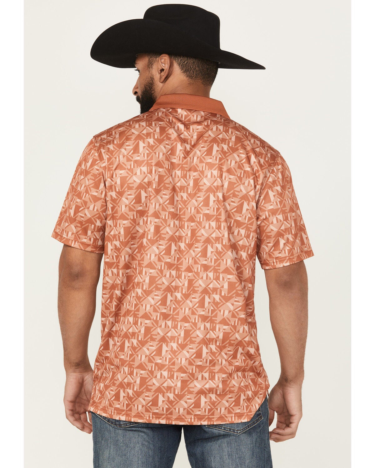 Image #4 - RANK 45&reg; Men's Uptown Southwestern Print Short Sleeve Button-Down Polo Shirt, Rust Copper, hi-res