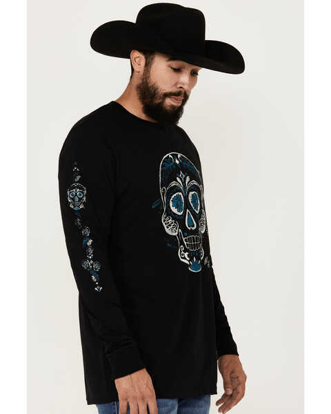 Image #1 - Moonshine Spirit Men's Candy Skull Long Sleeve Graphic T-Shirt , Black, hi-res