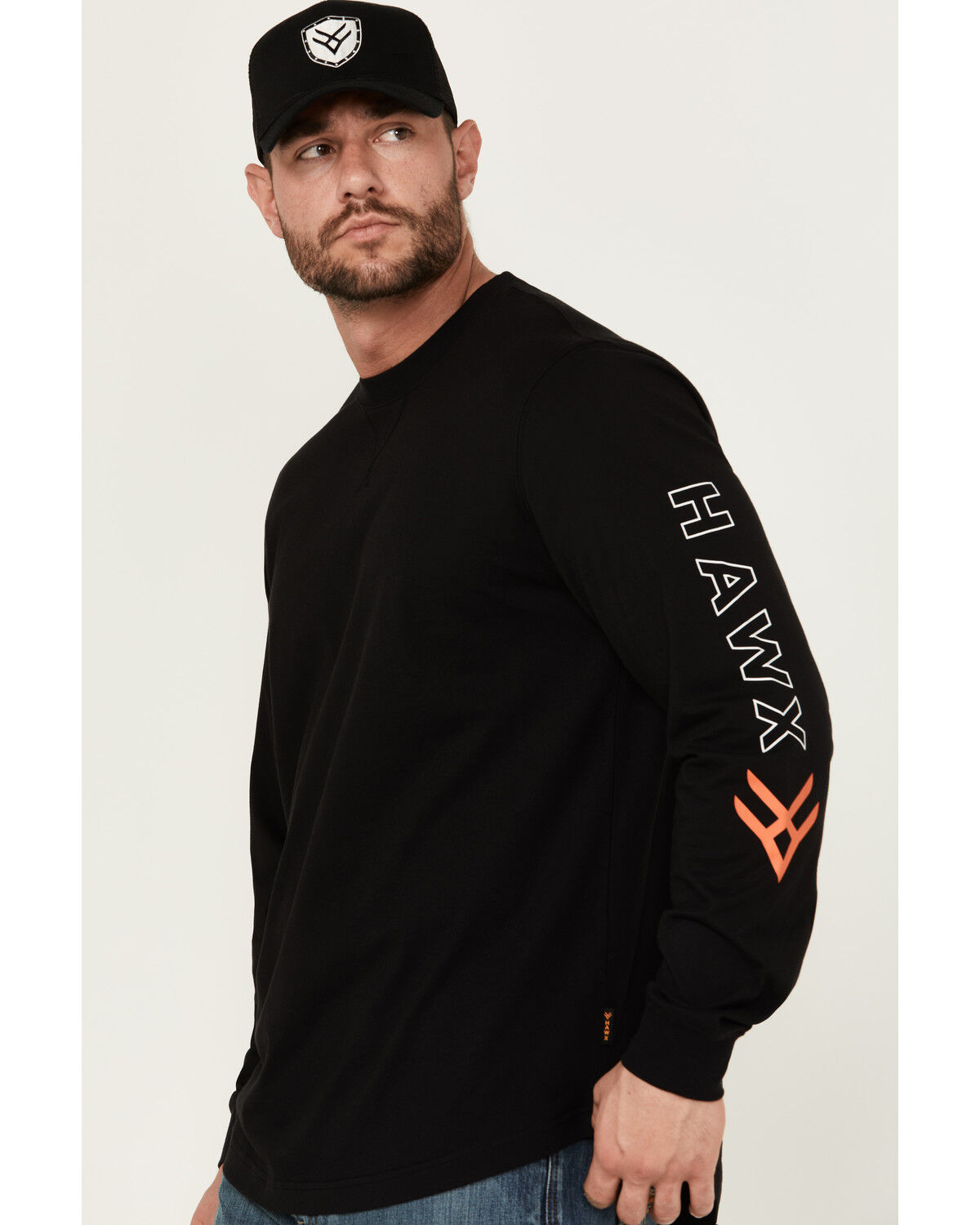 Image #2 - Hawx Men's Logo Long Sleeve Knit Work T-Shirt - Big, Black, hi-res