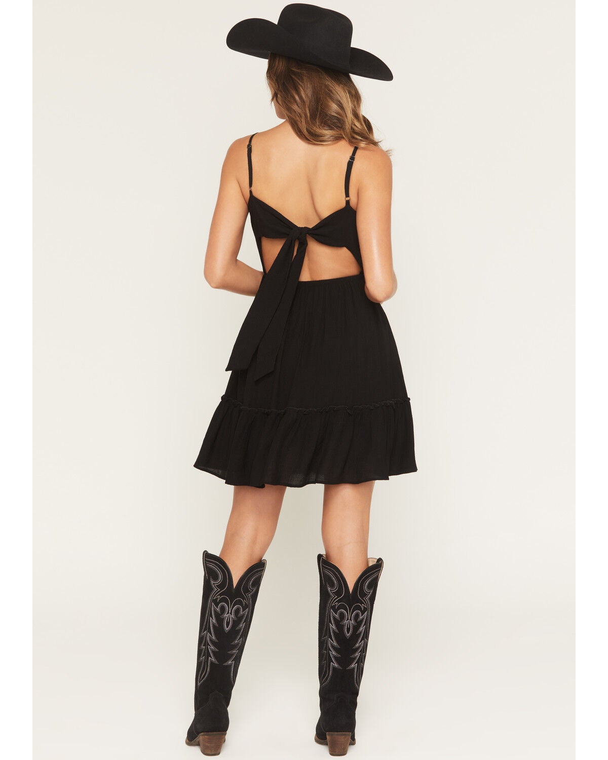 Image #4 - Shyanne Women's Lace Sleeveless Tie-Back Mini Dress, Black, hi-res