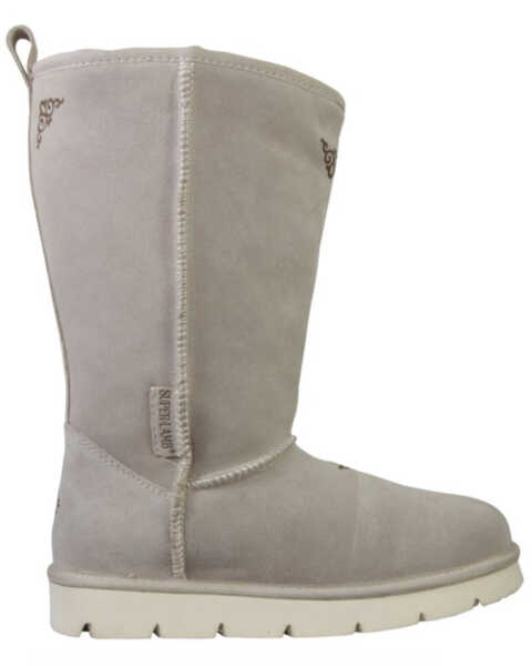 Superlamb Women's Argali Suede Leather Pull On Casual Boots - Round Toe , Grey, hi-res