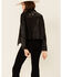 Image #4 - Shyanne Women's Black Drape Front Floral Back Embroidered Zip-Front Jacket , , hi-res