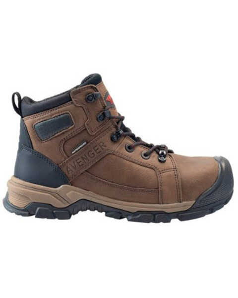 Image #2 - Avenger Men's Ripsaw Mid 6" Lace-Up Waterproof Work Boots - Alloy Toe , Brown, hi-res