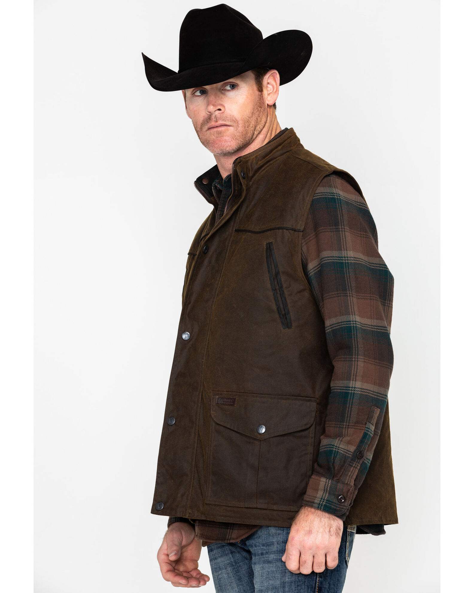 Outback Trading Co Men s Magnum Fleece Lined Oilskin Vest Sheplers