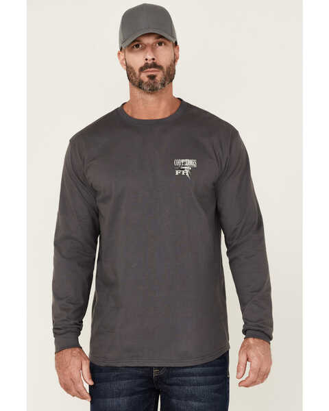 Cody James Men's FR Bandit Graphic Long Sleeve Work T-Shirt , Charcoal, hi-res