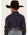 Ariat Boys' Texas Star Flag Print Nosson Classic Long Sleeve Button Down Shirt, Navy, hi-res