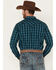 Image #4 - Moonshine Spirit Men's Bayou Plaid Print Long Sleeve Western Snap Shirt, Teal, hi-res