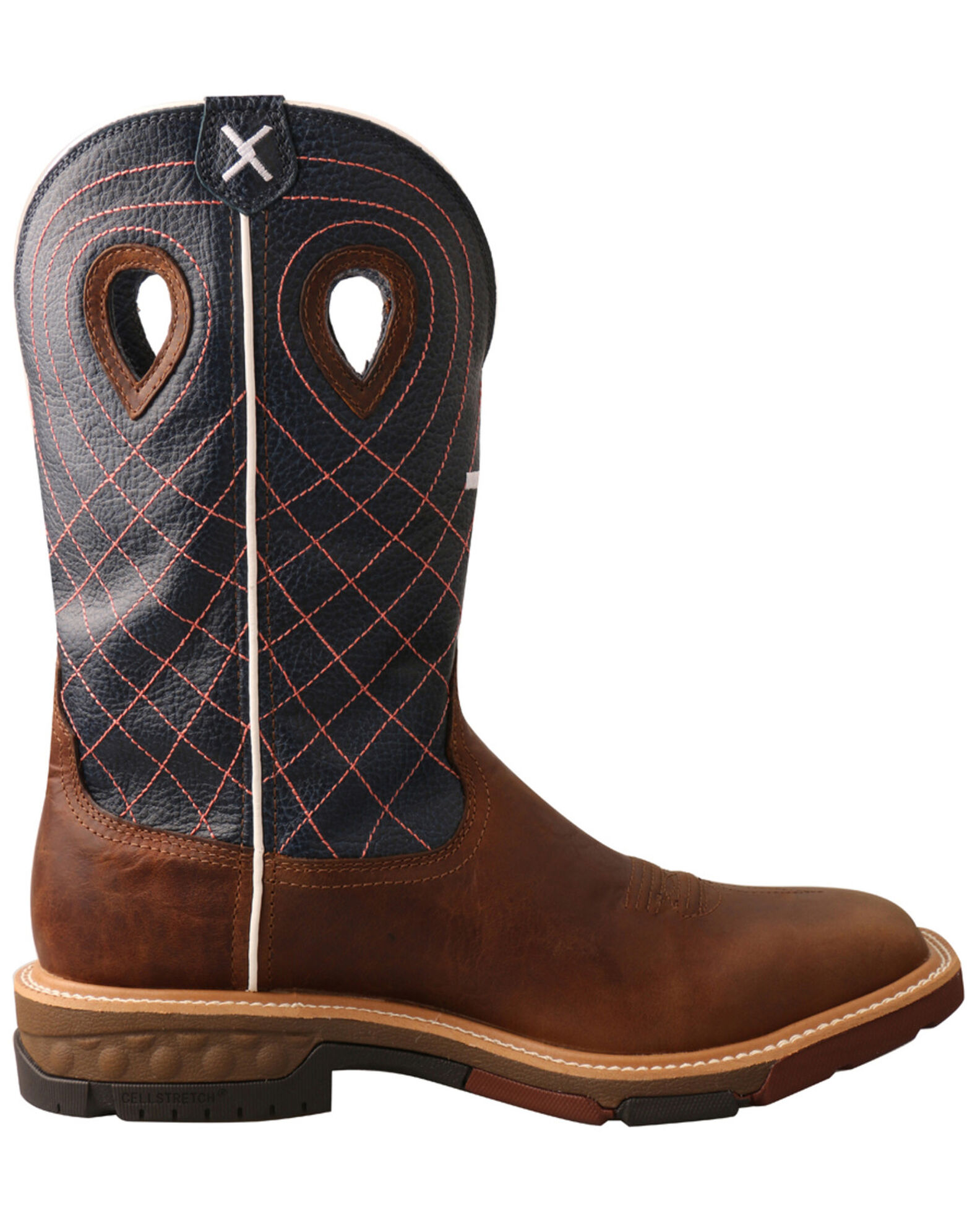 Twisted x Men s 12 Western Work Boot 12 D Mocha Navy