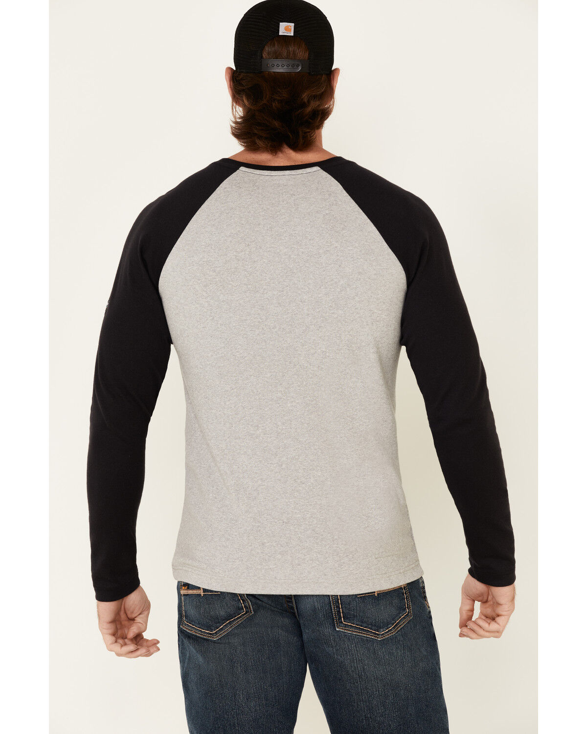 Image #4 - Rock & Roll Denim Men's FR Long Sleeve Work Raglan T-Shirt, Heather Grey, hi-res