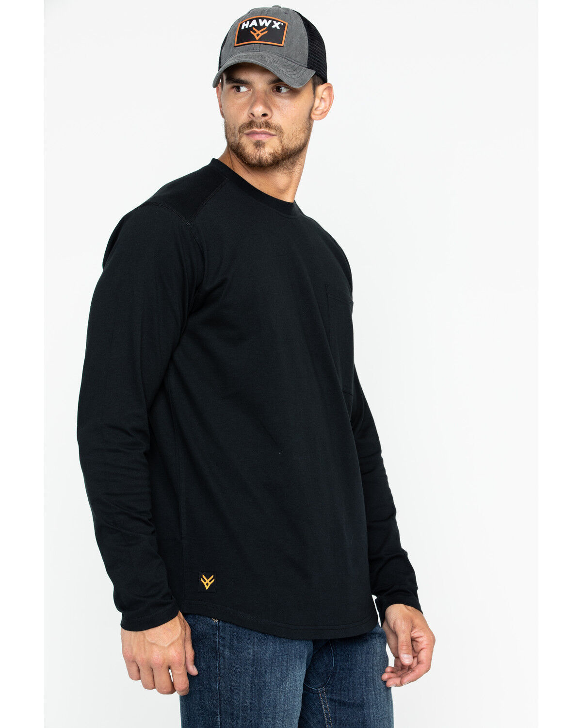 Image #3 - Hawx Men's Logo Crew Long Sleeve Work T-Shirt - Tall, Black, hi-res