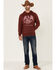 Image #2 - Stetson Men's Red Mineral Wash Distressed Eagle Graphic Hooded Sweatshirt, Blue, hi-res