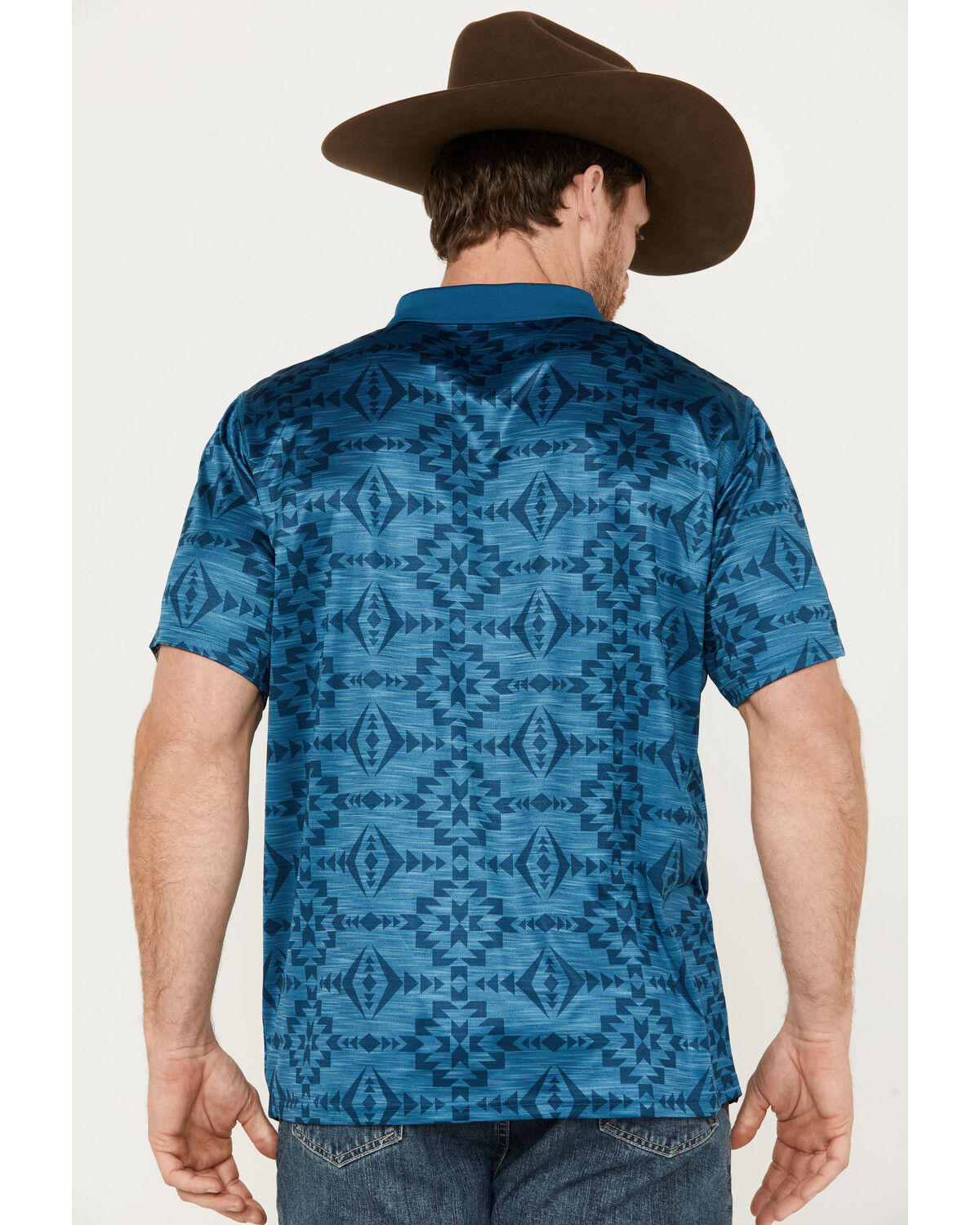 Image #4 - RANK 45® Men's Southwestern Polo, Teal, hi-res
