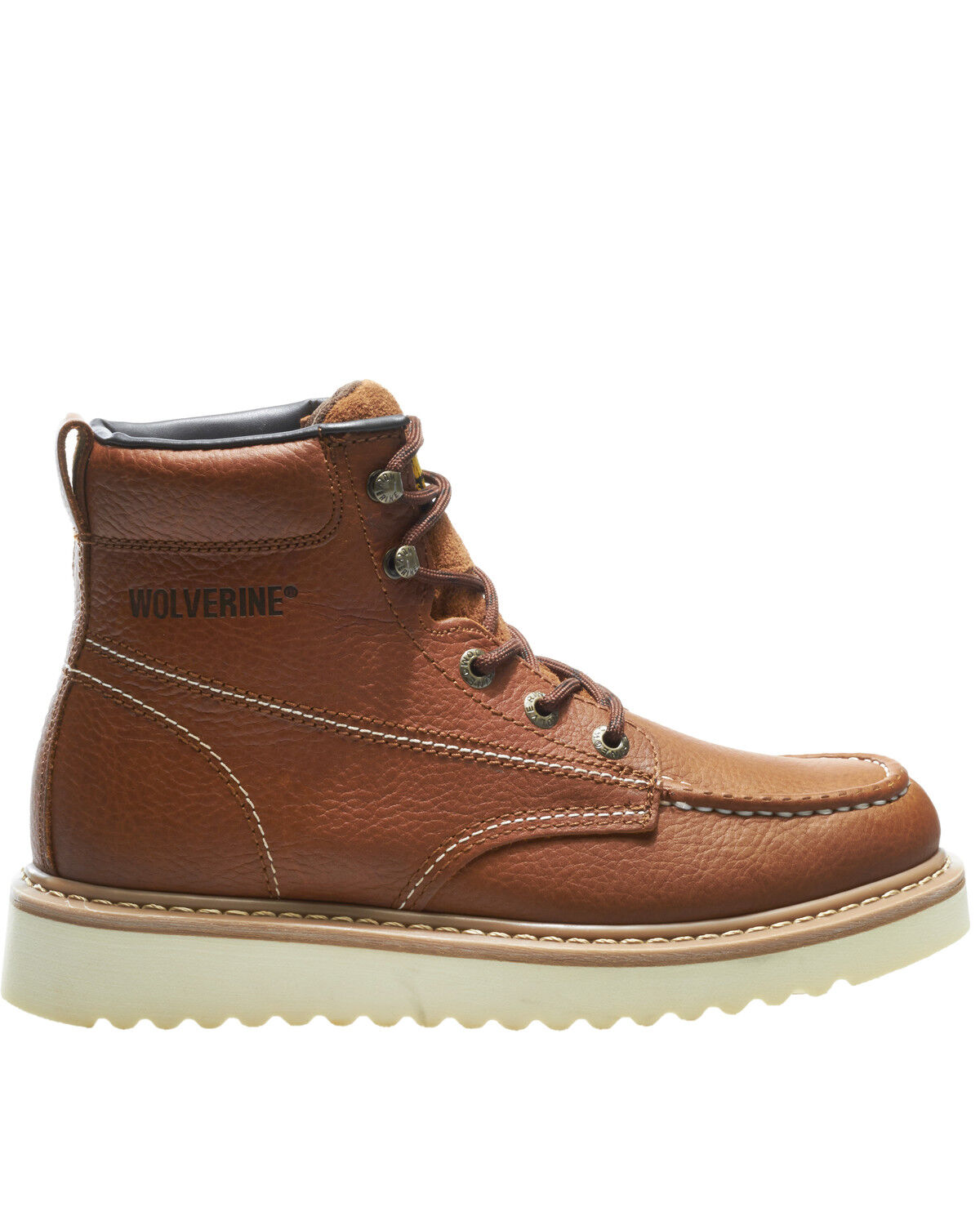 Image #2 - Wolverine Men's 6" Lace-Up Moc Wedge Work Boots - Soft Toe, Brown, hi-res