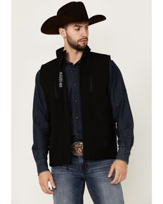 RANK 45® Men's Ralington Embroidered Softshell Vest, Black, hi-res