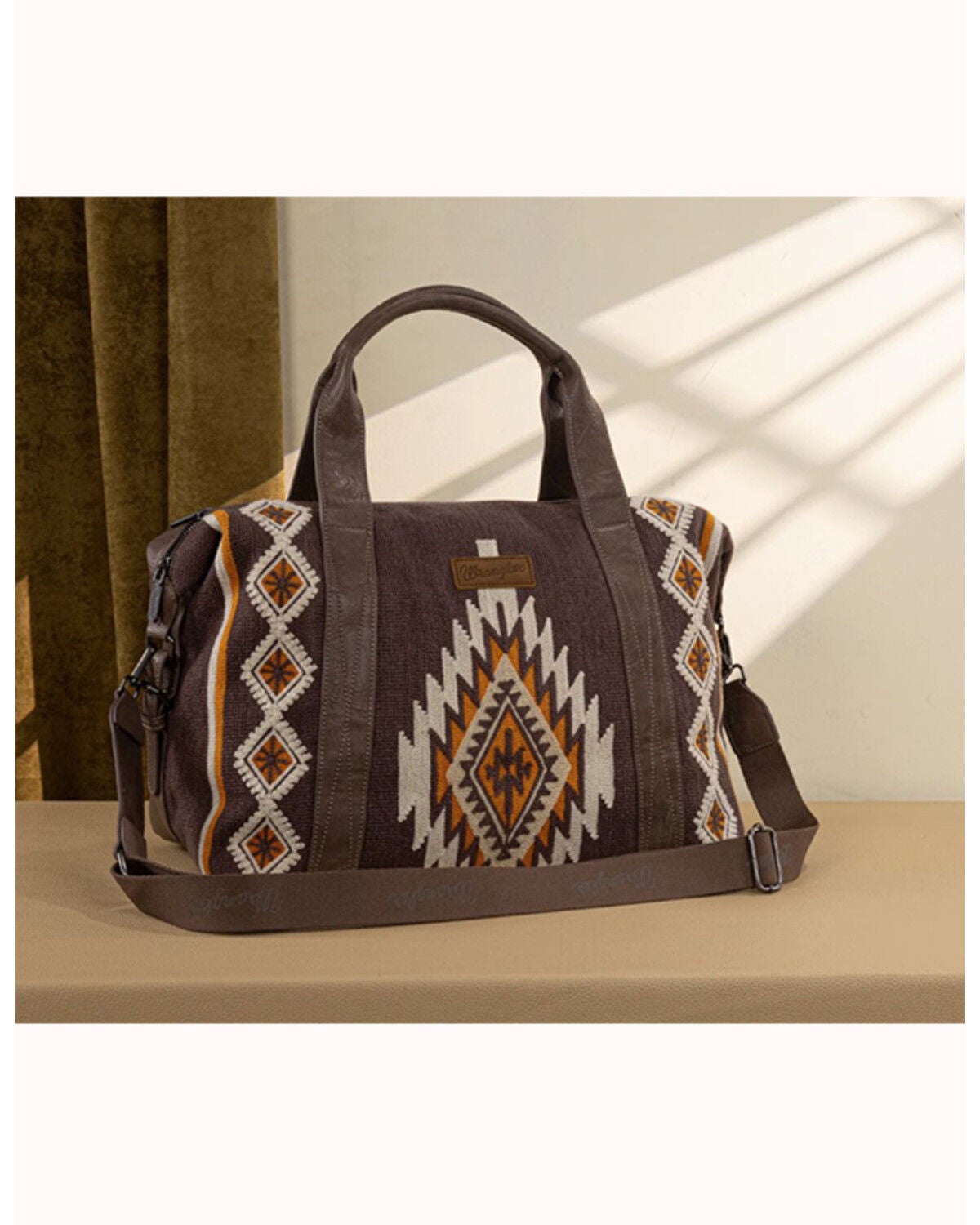 Image #2 - Wrangler Southwestern Print Duffle Bag, Coffee, hi-res
