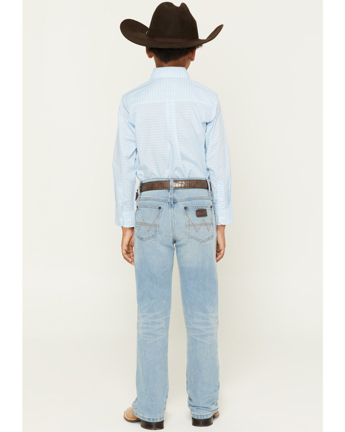 Image #3 - Wrangler Retro Little Boys' Light Wash Cloverdale Slim Bootcut Stretch Denim Jeans, Light Wash, hi-res