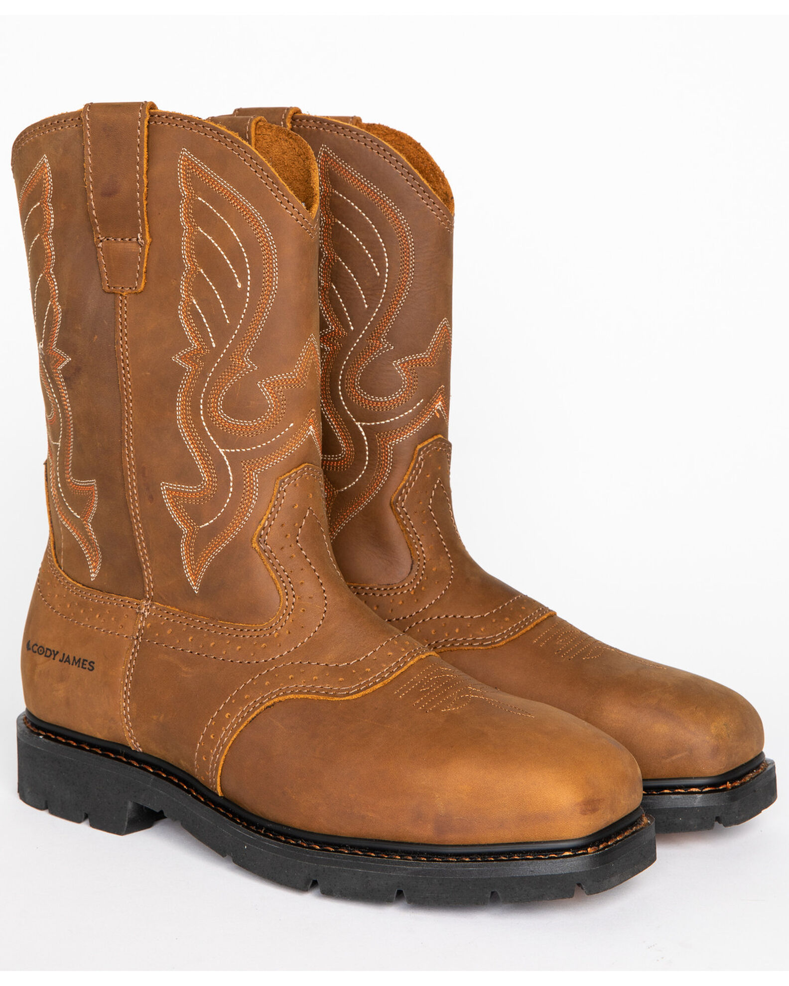Image #2 - Cody James Men's Mustang Western Work Boots - Composite Toe, Brown, hi-res