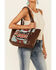Shyanne Women's Southwestern Embroidered Tote Bag, Brown, hi-res