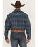 Image #4 - Cowboy Hardware Men's Arroyo Plaid Print Long Sleeve Western Snap Shirt, Blue, hi-res
