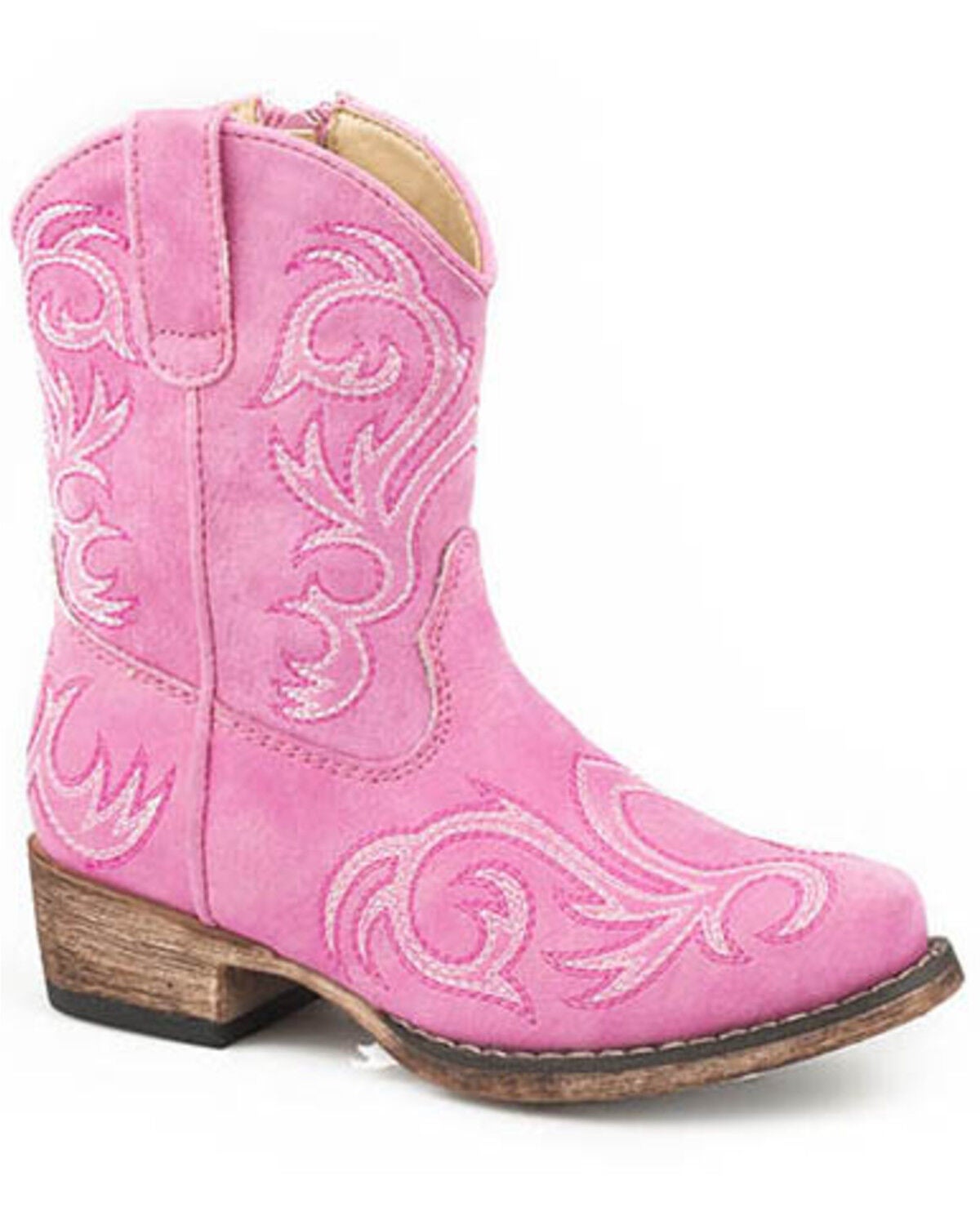 Roper Toddler Girls' Allover Embroidery Western Boots - Snip Toe, Pink, hi-res