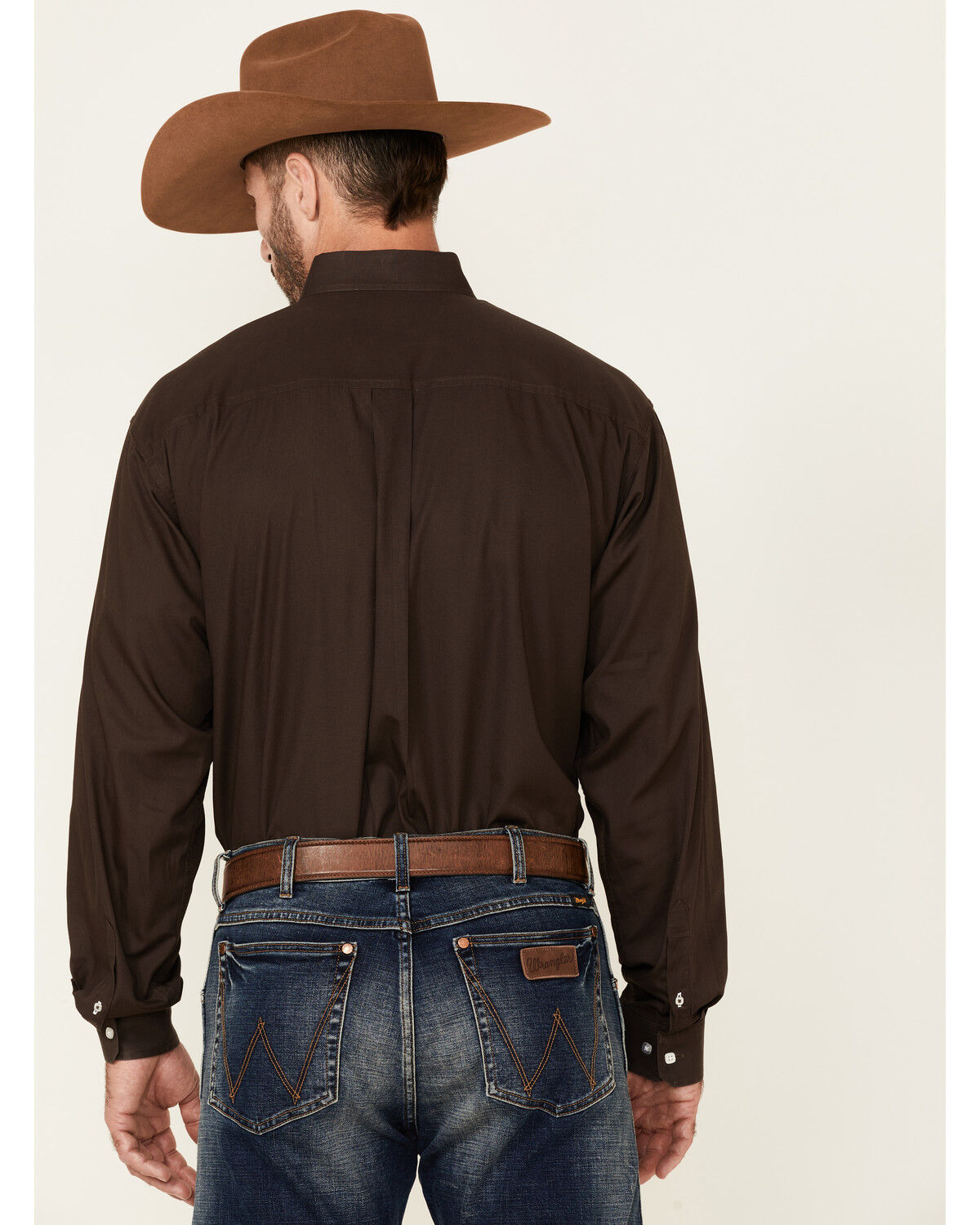 Image #4 - Cinch Men's Solid Brown Button Down Long Sleeve Western Shirt, Brown, hi-res