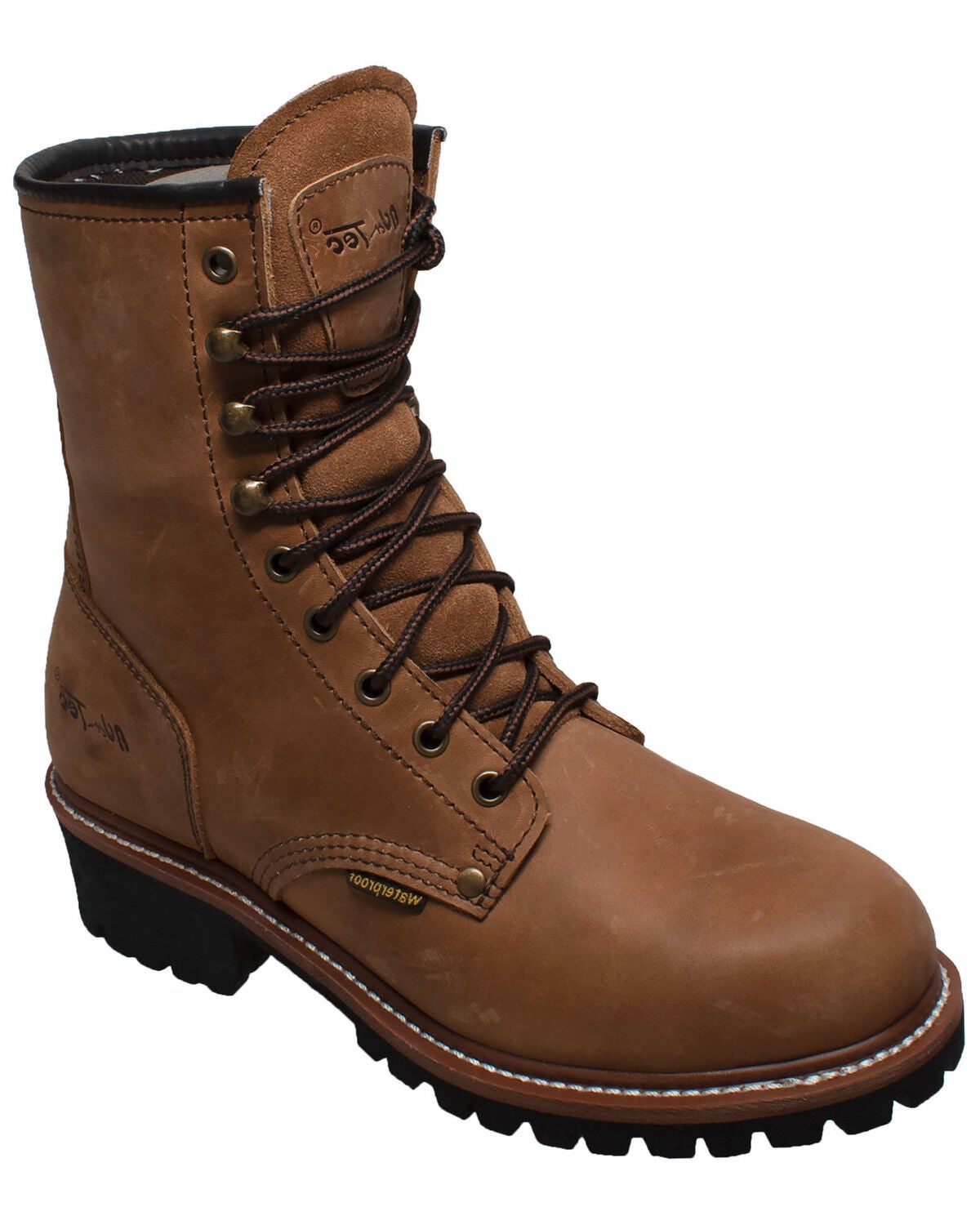 Ad Tec Men's 9" Waterproof Logger Work Boots - Soft Toe, Brown, hi-res