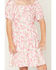 Image #3 - Trixxi Little Girls' Floral Print Puff Sleeve Midi Dress, Pink, hi-res