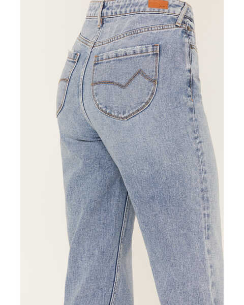 Image #4 - Cleo + Wolf Women's Medium Wash Short Straight Cuffed Jeans, Medium Wash, hi-res