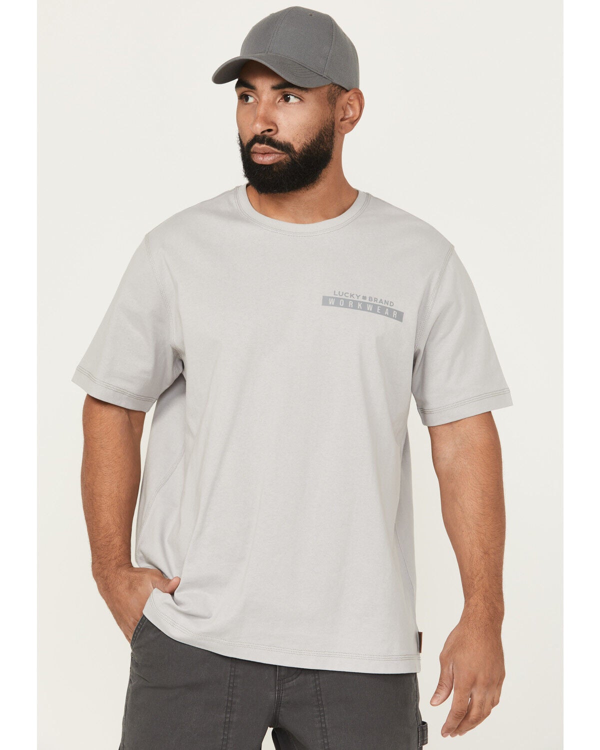 Lucky Brand Workwear Men's Core Logo Short Sleeve T-Shirt, Light Blue, hi-res