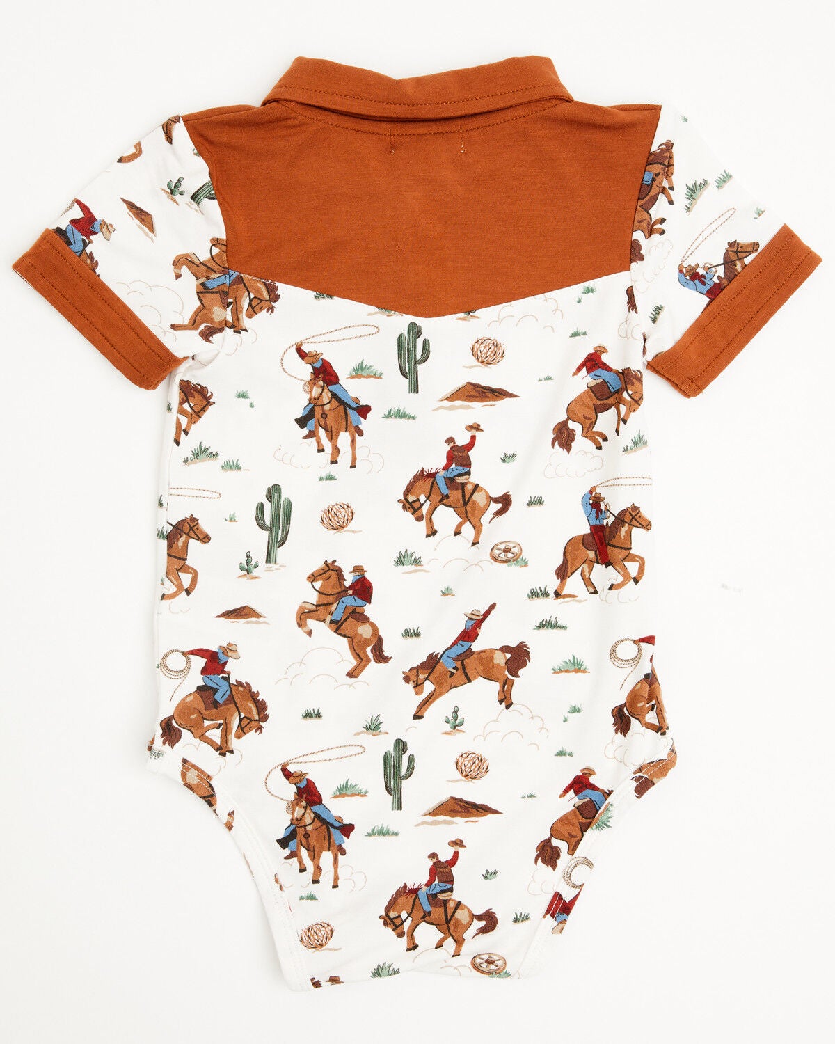 Image #3 - Angel Dear Infant Boys' Buckaroo Cowboy Short Sleeve Onesie, White, hi-res