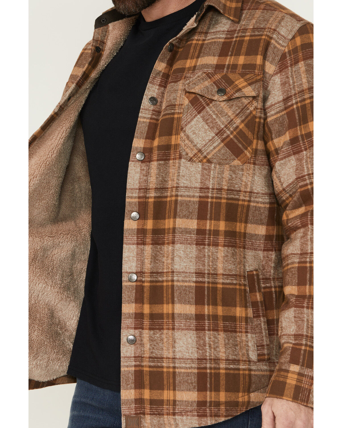 Image #3 - Dakota Grizzly Men's Ivan Plaid Print Sherpa Lined Shirt Jacket, Medium Brown, hi-res