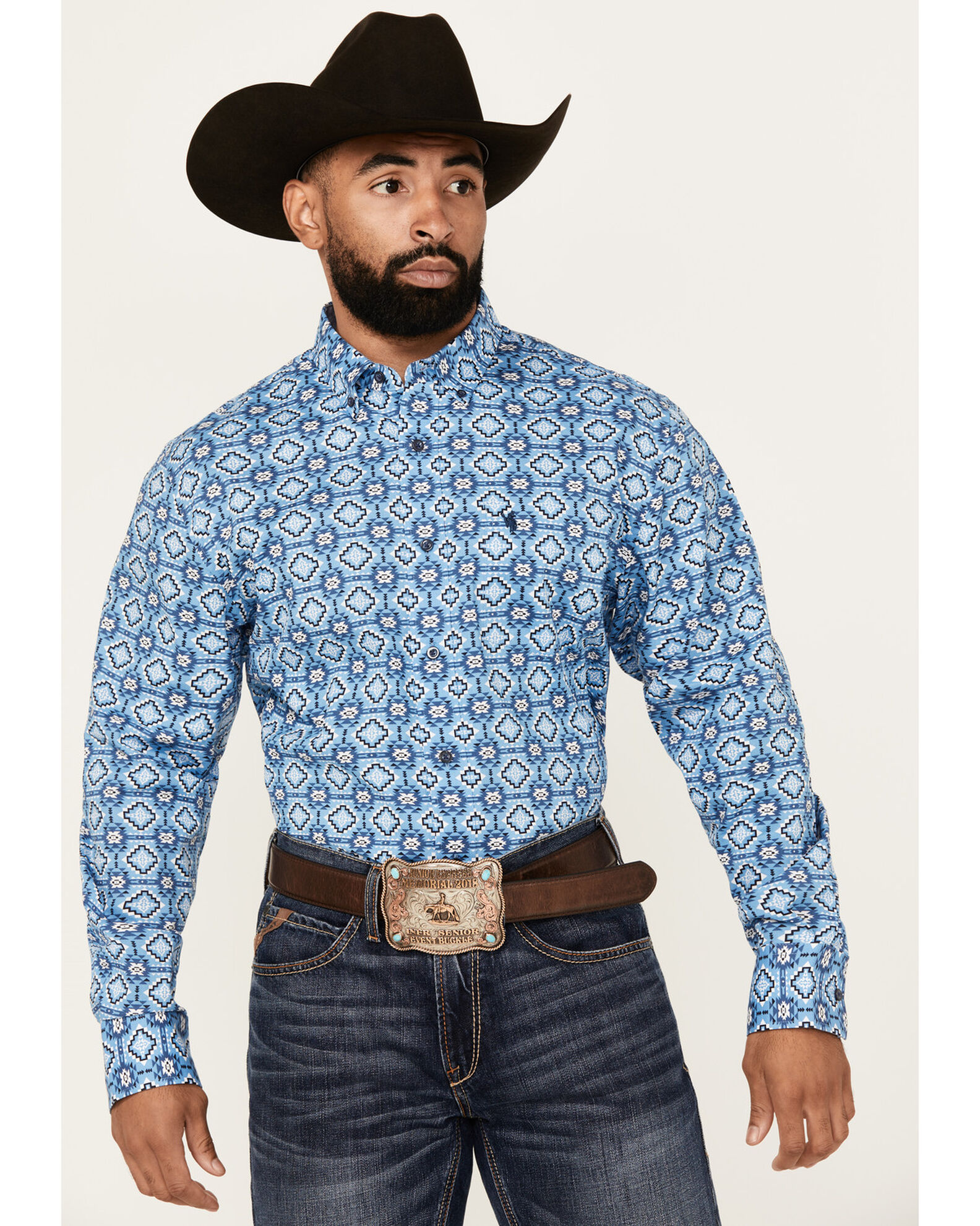 Rodeo Clothing Men s Southwestern Print Long Sleeve Button Down Western Shirt Sheplers