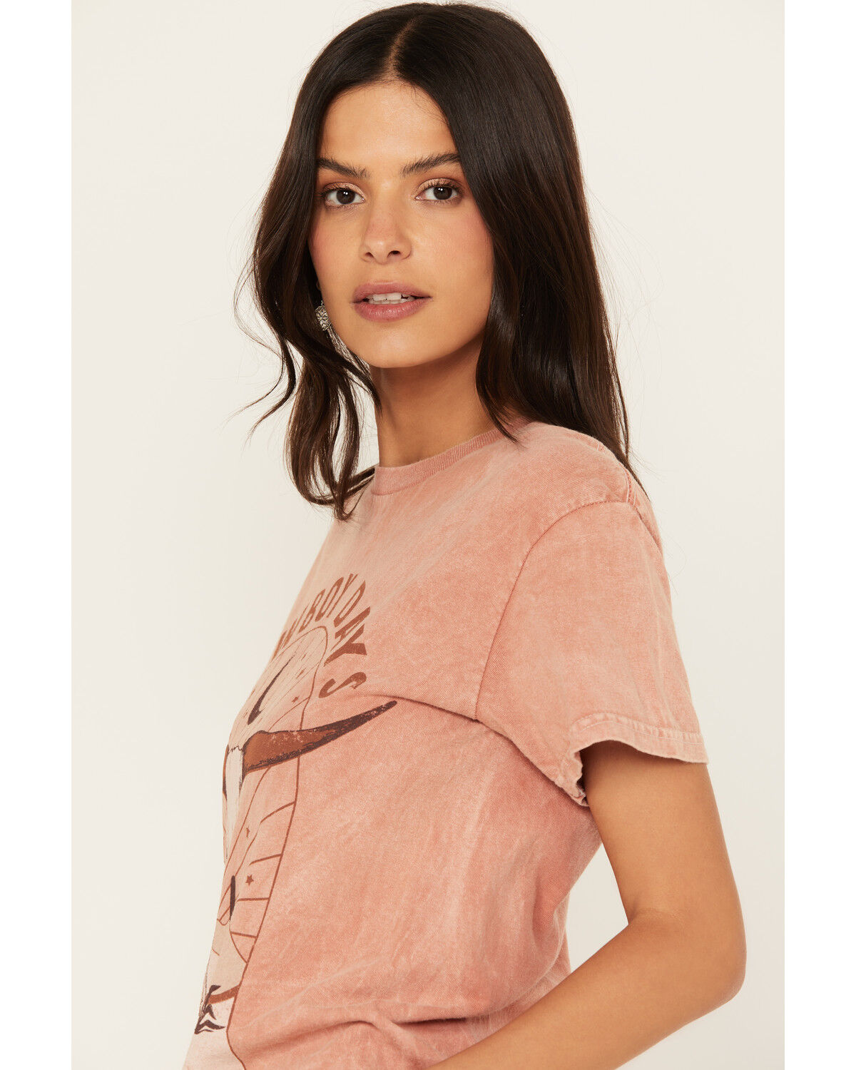 Image #2 - Youth in Revolt Women's Cowboy Days Short Sleeve Graphic Tee, Coral, hi-res
