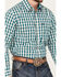 Panhandle Men's Select Checkered Print Long Sleeve Snap Western Shirt - Big, Teal, hi-res