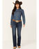 Wrangler Women's Jade Dark Wash Mid Rise Relaxed Bootcut Ultimate Riding Jeans , Dark Wash, hi-res