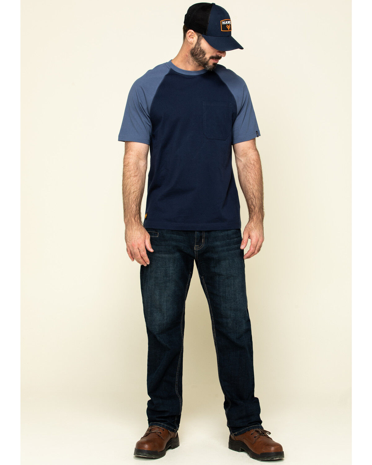 Image #6 - Hawx Men's Navy Midland Short Sleeve Baseball Work T-Shirt, Navy, hi-res