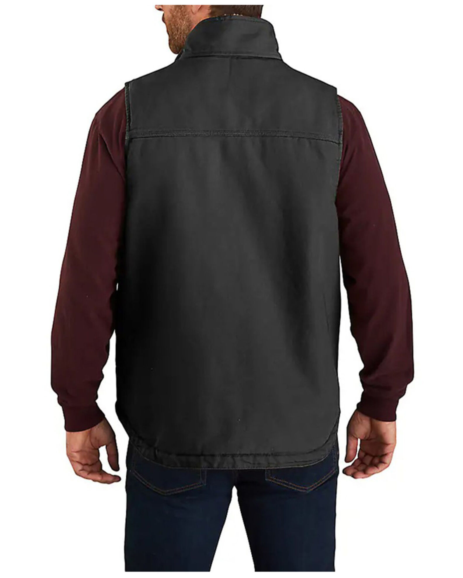 Image #2 - Carhartt Men's Washed Duck Sherpa Lined Mock Neck Loose Fit Work Vest, Black, hi-res