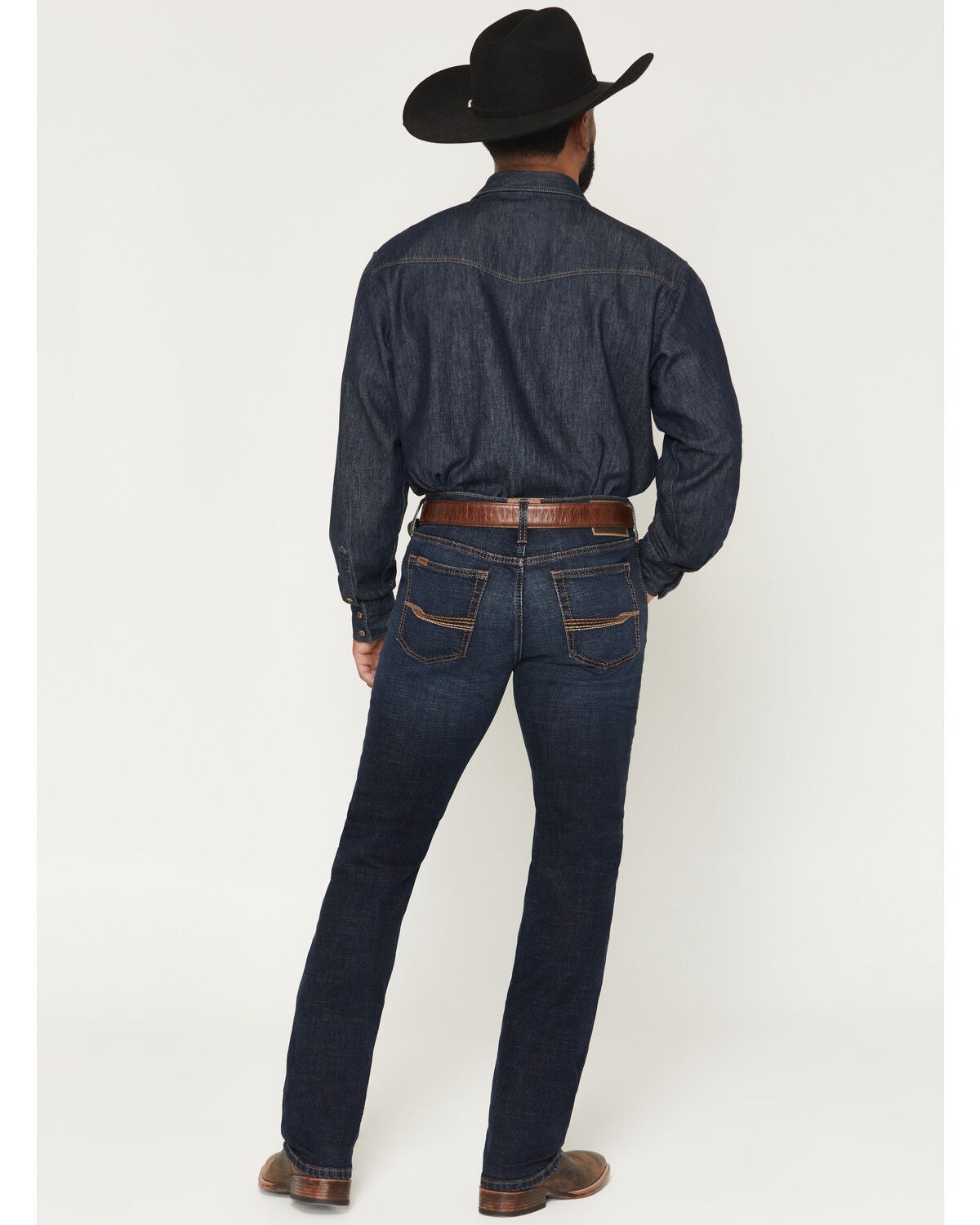 Image #3 - Ariat Men's M8 Langston Brock Dark Wash Slim Straight Stretch Denim Jeans, Dark Wash, hi-res