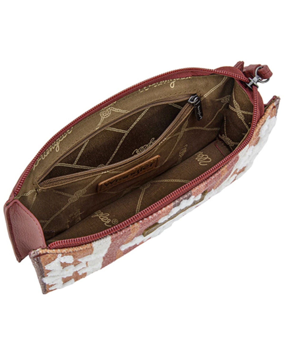Image #3 - Wrangler Women's Sherpa Southwestern Print Canvas Clutch, Burgundy, hi-res