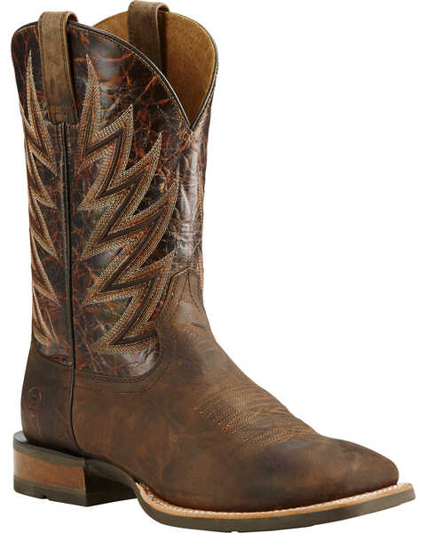 Image #1 - Ariat Men's Challenger Branding Iron Western Performance Boots - Broad Square Toe, Brown, hi-res