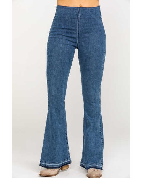 Image #2 - Show Me Your Mumu Women's Austin Pull On Flare Jeans, Blue, hi-res