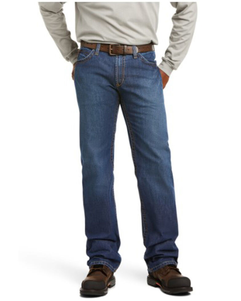 Ariat Men's FR M4 Medium Wash Relaxed Basic Bootcut Jeans - Big, Indigo, hi-res