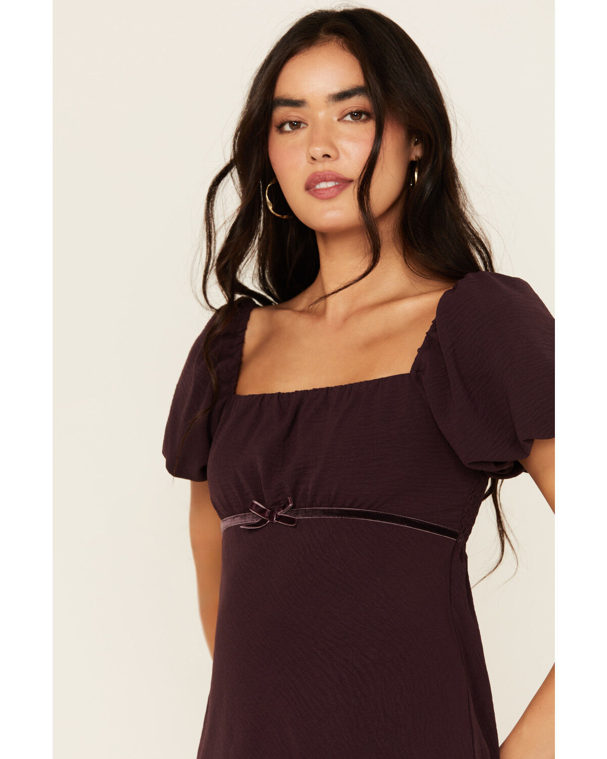 Image #2 - Originality Women's Emma Bow Mini Dress, Purple, hi-res