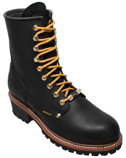 Ad Tec Men's 9" Waterproof Logger Work Boots - Soft Toe, Black, hi-res