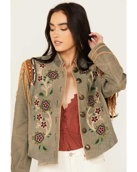 Image #3 - Double D Ranchwear Women's Stone Spotted Eagle Embellished Jacket , Stone, hi-res