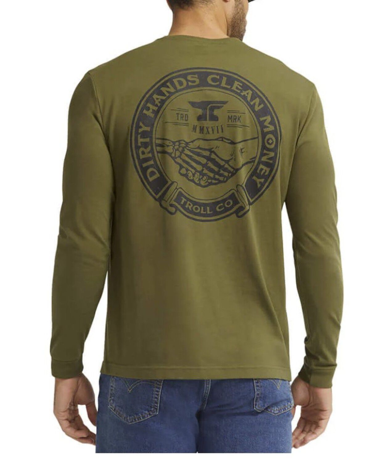 Image #1 - Troll Co Men's Haggler Long Sleeve Graphic Shirt, Olive, hi-res