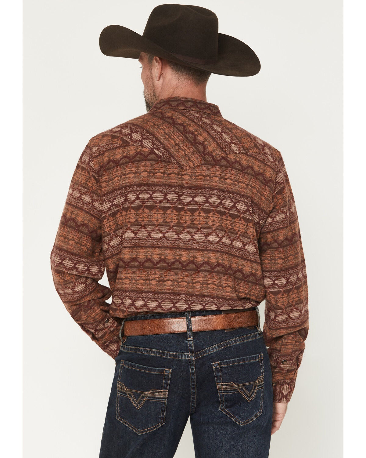 Image #4 - Cody James Men's Red Label Southwestern Print Long Sleeve Snap Flannel Shirt, Red, hi-res
