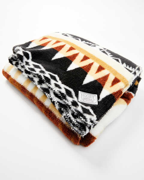 Hooey Striped Fleece Blanket , Black, hi-res