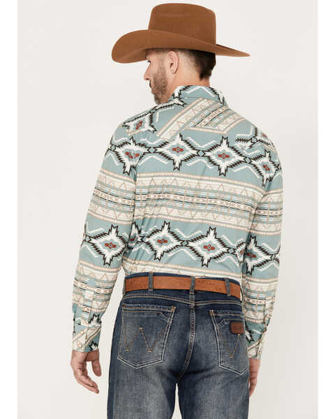 Image #4 - Rock & Roll Denim Men's Southwestern Long Sleeve Western Snap Shirt, Sage, hi-res