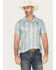 Image #1 - Rock & Roll Denim Men's Southwestern Striped Short Sleeve Stretch Polo, Blue, hi-res